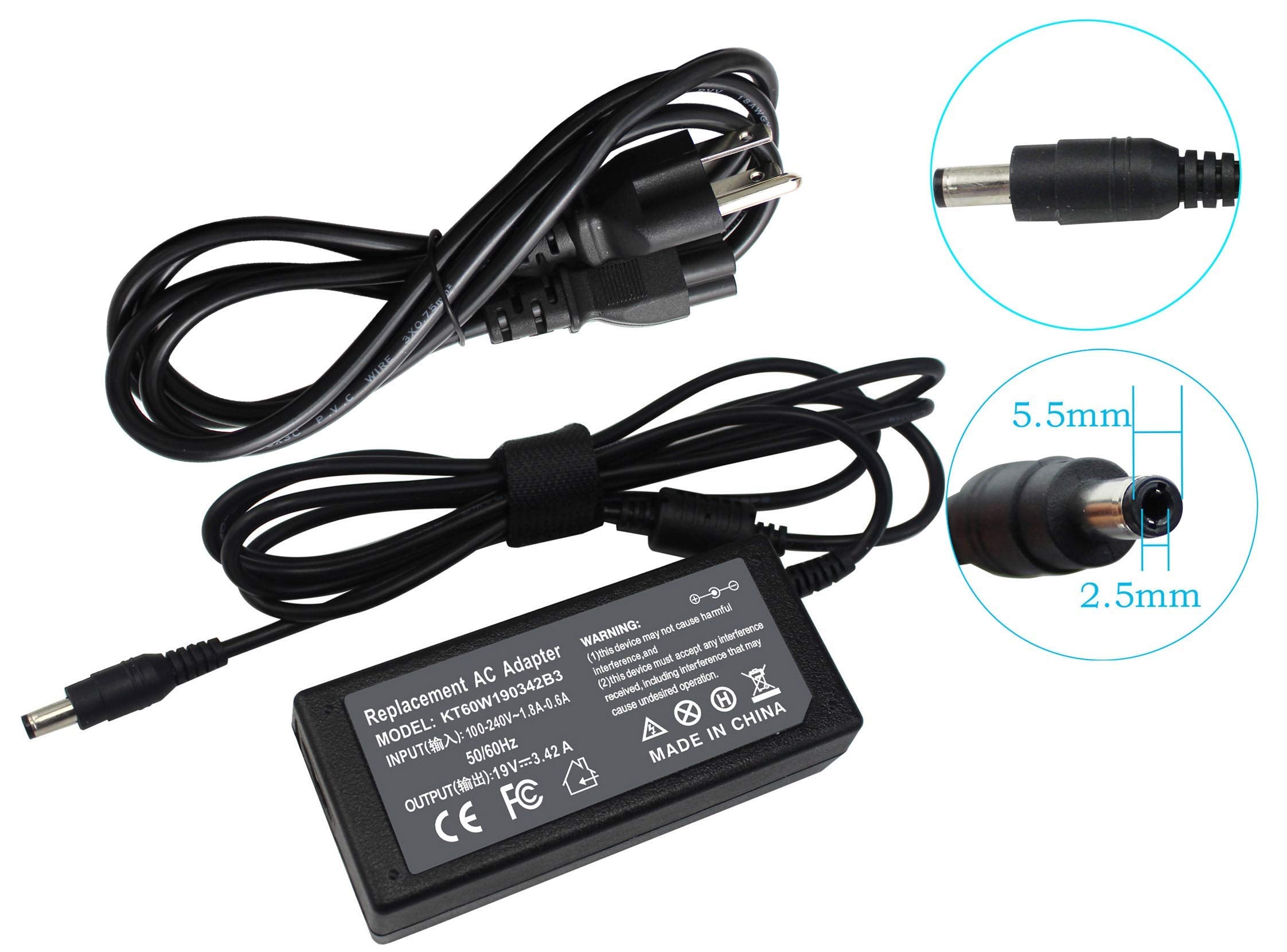 Flyten 65W Ac Adapter Charger For Toshiba Satellite L645 L655 L655D L745 L755 L775 L855 A665 A205 A105 C55 C55D C655 C675 C850 C855 Pa3822U Pa3714U Pa3917U Pa5177U 1Aca Laptop Power Supply Cord